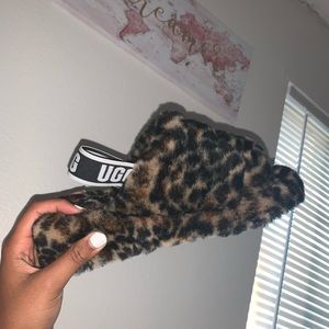 UGG Fluff Yeah Leopard-Print Sheepskin Slippers
